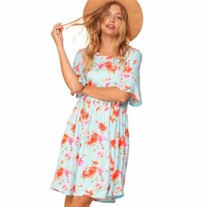 Dress Turquoise & Pink Floral Size 2X NWOT